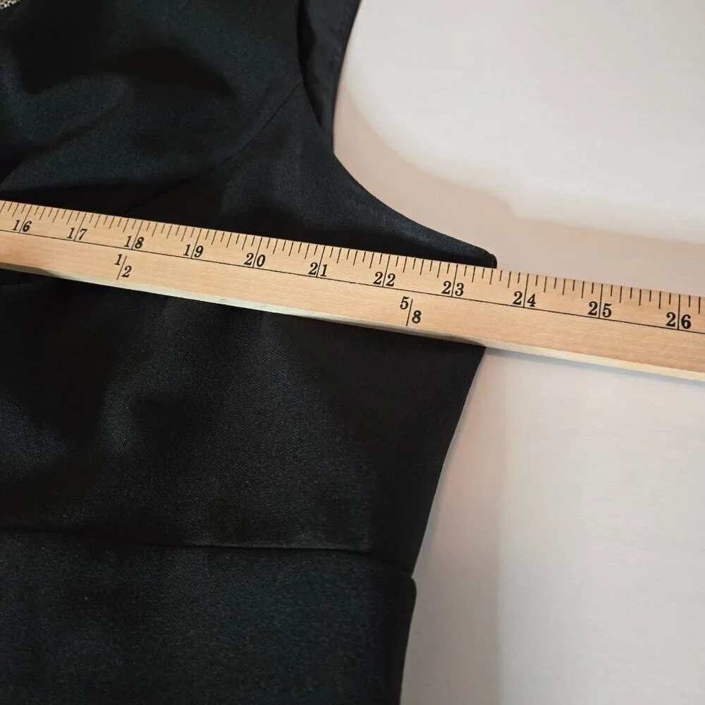 Le Bos Black Sleeveless Midi Dress Silver Front Chain Accent Plus Sz 22W - Picture 8 of 16